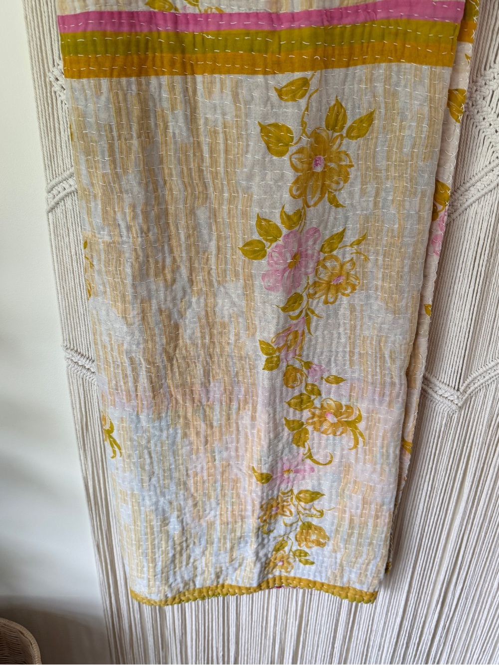 Pastel Floral Kantha Blanket Throw - Picture 3 of 14